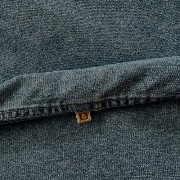 Cabela's Men's Tall 100% Cotton Long Sleeve Thick Blue Denim Button Down Shirt - Picture 5 of 7